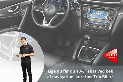 Spar 10% på opdateret navigationskort til din Nissan. Bestil i dag!